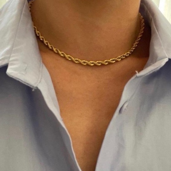 New 18k Gold Twisted Cuban Chain Necklace - Picture 1 of 5